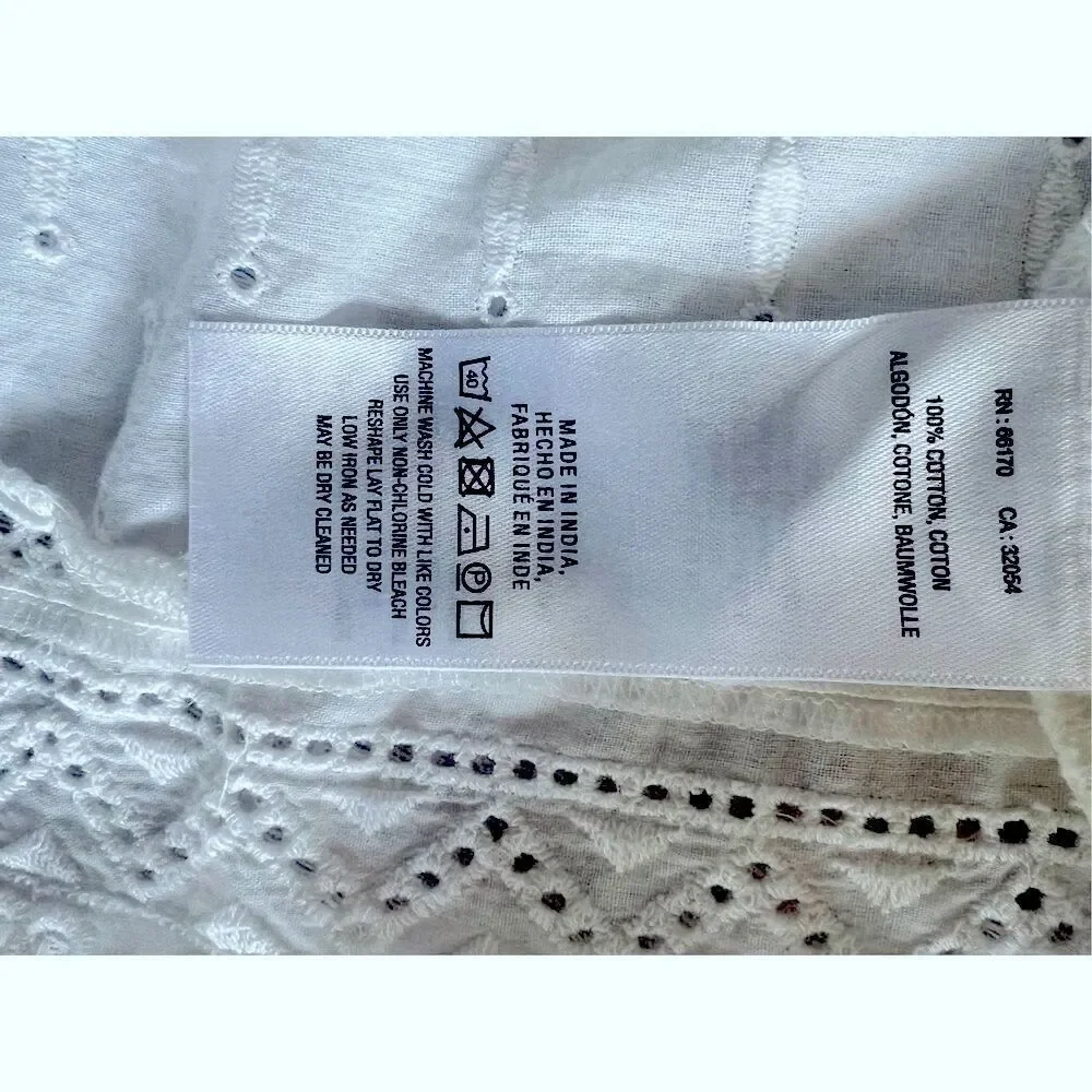 Anthropologie Meadow Rue White Edelyn Ruffled Eyelet Summer Blouse Top Sz 10